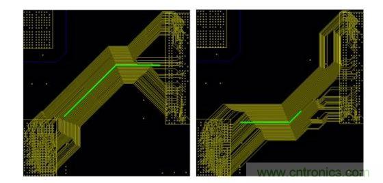 這是一個(gè)使用已打包布線樣式的示例。布線的方向由設(shè)計(jì)師的草圖來決定。