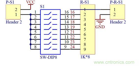 八位撥碼開關(guān)電路原理圖設計