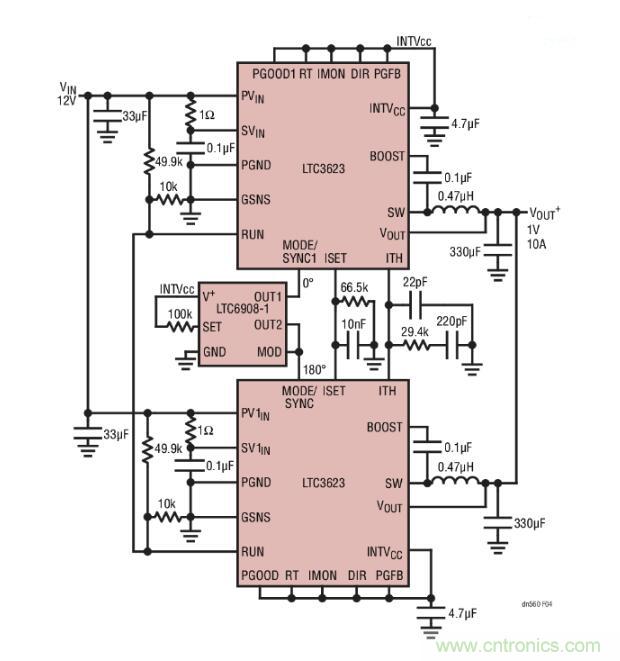 高效率、15V 軌至軌輸出同步降壓型穩壓器能提供或吸收 5A 高效率、15V 軌至軌輸出同步降壓型穩壓器能提供或吸收 5A